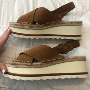 Marc Fisher platform espadrille suede sandals 11